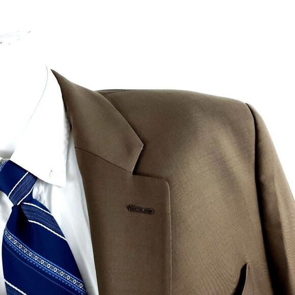 Lauren Ralph Lauren Wool Cashmere 3 Button Blazer 44L Or Slim Fit 46L Dark Beige - Picture 2 of 11